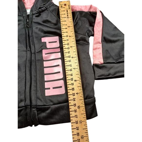 Puma Baby Girls Track Jacket 6-9M Pink Black Full Zip Hoodie Athletic - Picture 5 of 8